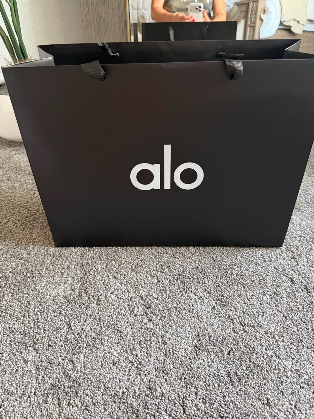 Empty Medium ALO Black Logo Shopping Bag